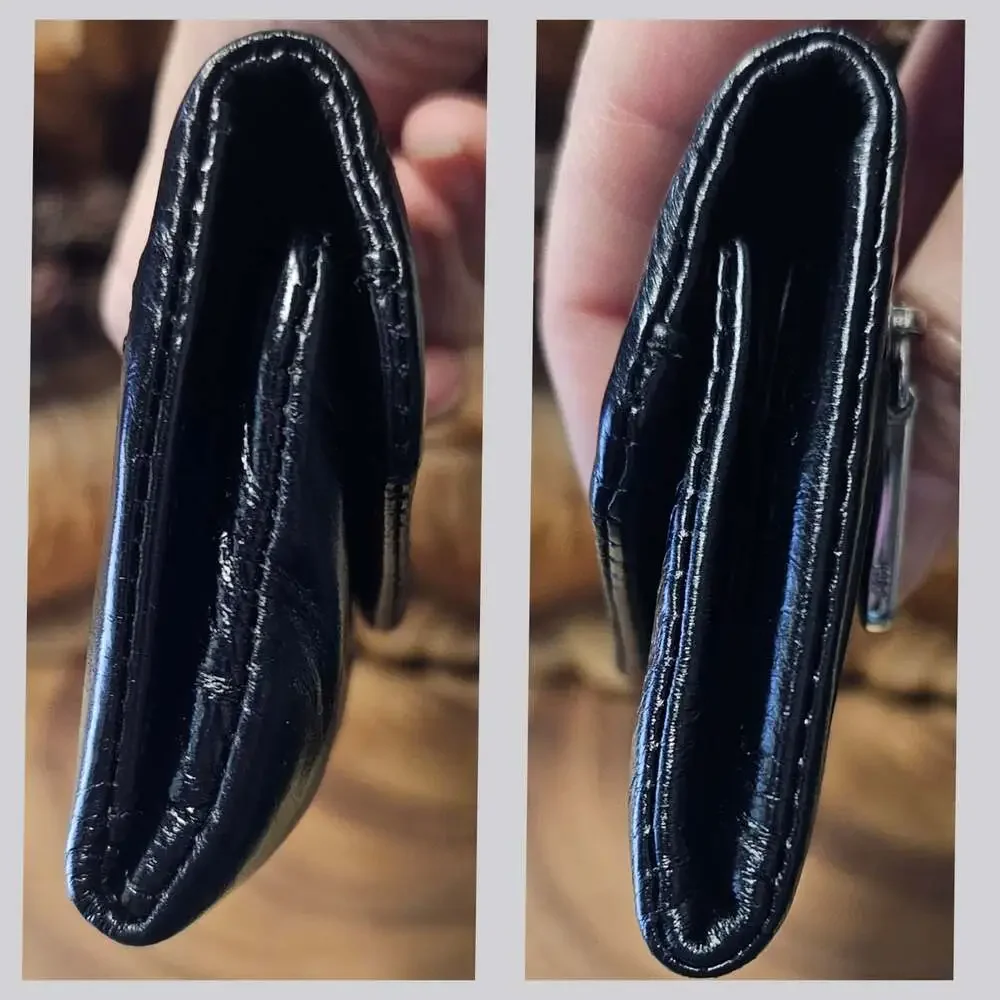 HOBO International Lacy Trifold Mini Wallet Black Vintage Leather NEW Minimalist